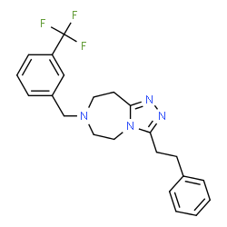 ChemSpider 2D Image | 3-(2-Phenylethyl)-7-[3-(trifluoromethyl)benzyl]-6,7,8,9-tetrahydro-5H-[1,2,4]triazolo[4,3-d][1,4]diazepine | C22H23F3N4