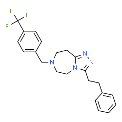 ChemSpider 2D Image | 3-(2-Phenylethyl)-7-[4-(trifluoromethyl)benzyl]-6,7,8,9-tetrahydro-5H-[1,2,4]triazolo[4,3-d][1,4]diazepine | C22H23F3N4