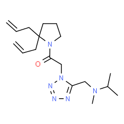 ChemSpider 2D Image | 1-(2,2-Diallyl-1-pyrrolidinyl)-2-(5-{[isopropyl(methyl)amino]methyl}-1H-tetrazol-1-yl)ethanone | C18H30N6O