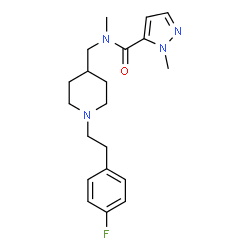 ChemSpider 2D Image | N-({1-[2-(4-Fluorophenyl)ethyl]-4-piperidinyl}methyl)-N,1-dimethyl-1H-pyrazole-5-carboxamide | C20H27FN4O