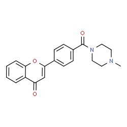 ChemSpider 2D Image | 2-{4-[(4-Methyl-1-piperazinyl)carbonyl]phenyl}-4H-chromen-4-one | C21H20N2O3