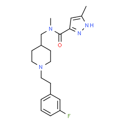 ChemSpider 2D Image | N-({1-[2-(3-Fluorophenyl)ethyl]-4-piperidinyl}methyl)-N,5-dimethyl-1H-pyrazole-3-carboxamide | C20H27FN4O