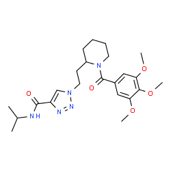 ChemSpider 2D Image | N-Isopropyl-1-{2-[1-(3,4,5-trimethoxybenzoyl)-2-piperidinyl]ethyl}-1H-1,2,3-triazole-4-carboxamide | C23H33N5O5