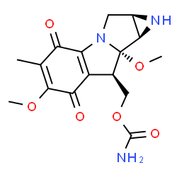 ChemSpider 2D Image | [(1aR,8R,8aS,8bR)-6,8a-Dimethoxy-5-methyl-4,7-dioxo-1,1a,2,4,7,8,8a,8b-octahydroazireno[2',3':3,4]pyrrolo[1,2-a]indol-8-yl]methyl carbamate | C16H19N3O6