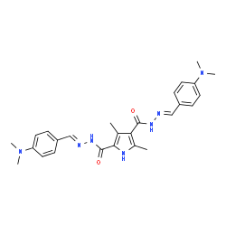 ChemSpider 2D Image | N2,N4-bis[[4-(dimethylamino)phenyl]methylideneamino]-3,5-dimethyl-1H-pyrrole-2,4-dicarboxamide | C26H31N7O2