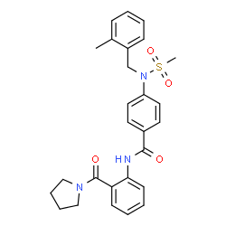 ChemSpider 2D Image | 4-[(2-Methylbenzyl)(methylsulfonyl)amino]-N-[2-(1-pyrrolidinylcarbonyl)phenyl]benzamide | C27H29N3O4S