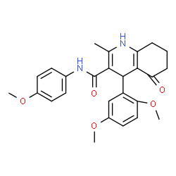ChemSpider 2D Image | 4-(2,5-Dimethoxyphenyl)-N-(4-methoxyphenyl)-2-methyl-5-oxo-1,4,5,6,7,8-hexahydro-3-quinolinecarboxamide | C26H28N2O5