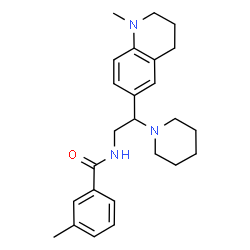 ChemSpider 2D Image | 3-Methyl-N-[2-(1-methyl-1,2,3,4-tetrahydro-6-quinolinyl)-2-(1-piperidinyl)ethyl]benzamide | C25H33N3O
