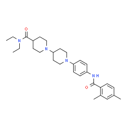 ChemSpider 2D Image | 1'-{4-[(2,4-Dimethylbenzoyl)amino]phenyl}-N,N-diethyl-1,4'-bipiperidine-4-carboxamide | C30H42N4O2
