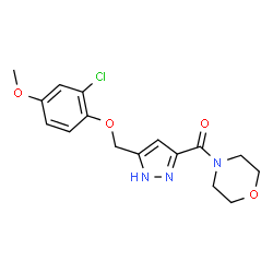 ChemSpider 2D Image | {5-[(2-Chloro-4-methoxyphenoxy)methyl]-1H-pyrazol-3-yl}(4-morpholinyl)methanone | C16H18ClN3O4