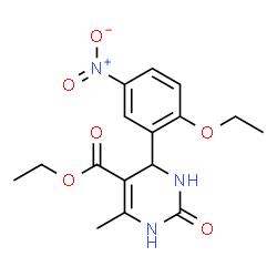 ChemSpider 2D Image | Ethyl 4-(2-ethoxy-5-nitrophenyl)-6-methyl-2-oxo-1,2,3,4-tetrahydro-5-pyrimidinecarboxylate | C16H19N3O6