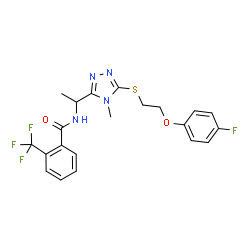 ChemSpider 2D Image | N-[1-(5-{[2-(4-Fluorophenoxy)ethyl]sulfanyl}-4-methyl-4H-1,2,4-triazol-3-yl)ethyl]-2-(trifluoromethyl)benzamide | C21H20F4N4O2S