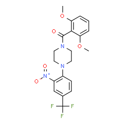 ChemSpider 2D Image | (2,6-Dimethoxyphenyl){4-[2-nitro-4-(trifluoromethyl)phenyl]-1-piperazinyl}methanone | C20H20F3N3O5