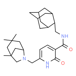 ChemSpider 2D Image | N-(Adamantan-2-ylmethyl)-2-oxo-6-[(1,3,3-trimethyl-6-azabicyclo[3.2.1]oct-6-yl)methyl]-1,2-dihydro-3-pyridinecarboxamide | C28H41N3O2