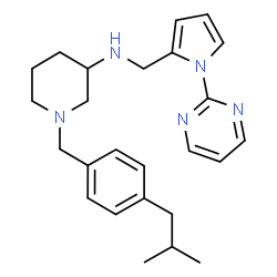 ChemSpider 2D Image | 1-(4-Isobutylbenzyl)-N-{[1-(2-pyrimidinyl)-1H-pyrrol-2-yl]methyl}-3-piperidinamine | C25H33N5