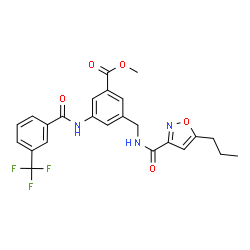 ChemSpider 2D Image | Methyl 3-({[(5-propyl-1,2-oxazol-3-yl)carbonyl]amino}methyl)-5-{[3-(trifluoromethyl)benzoyl]amino}benzoate | C24H22F3N3O5