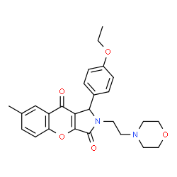 ChemSpider 2D Image | 1-(4-Ethoxyphenyl)-7-methyl-2-[2-(4-morpholinyl)ethyl]-1,2-dihydrochromeno[2,3-c]pyrrole-3,9-dione | C26H28N2O5