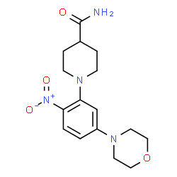 ChemSpider 2D Image | 1-[5-(4-Morpholinyl)-2-nitrophenyl]-4-piperidinecarboxamide | C16H22N4O4