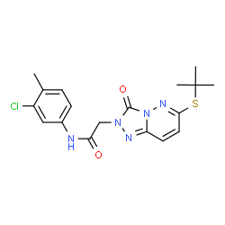 ChemSpider 2D Image | N-(3-Chloro-4-methylphenyl)-2-{6-[(2-methyl-2-propanyl)sulfanyl]-3-oxo[1,2,4]triazolo[4,3-b]pyridazin-2(3H)-yl}acetamide | C18H20ClN5O2S