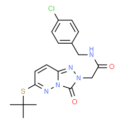 ChemSpider 2D Image | N-(4-Chlorobenzyl)-2-{6-[(2-methyl-2-propanyl)sulfanyl]-3-oxo[1,2,4]triazolo[4,3-b]pyridazin-2(3H)-yl}acetamide | C18H20ClN5O2S
