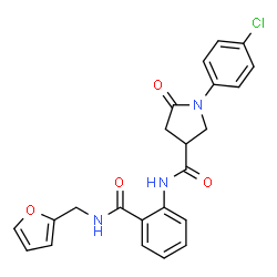 ChemSpider 2D Image | 1-(4-Chlorophenyl)-N-{2-[(2-furylmethyl)carbamoyl]phenyl}-5-oxo-3-pyrrolidinecarboxamide | C23H20ClN3O4