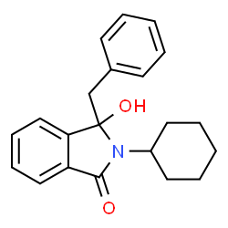 ChemSpider 2D Image | 3-Benzyl-2-cyclohexyl-3-hydroxy-1-isoindolinone | C21H23NO2