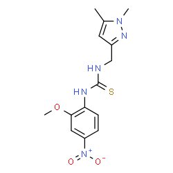 ChemSpider 2D Image | 1-[(1,5-Dimethyl-1H-pyrazol-3-yl)methyl]-3-(2-methoxy-4-nitrophenyl)thiourea | C14H17N5O3S