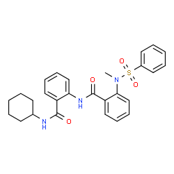 ChemSpider 2D Image | N-[2-(Cyclohexylcarbamoyl)phenyl]-2-[methyl(phenylsulfonyl)amino]benzamide | C27H29N3O4S
