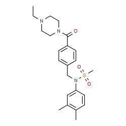 ChemSpider 2D Image | N-(3,4-Dimethylphenyl)-N-{4-[(4-ethyl-1-piperazinyl)carbonyl]benzyl}methanesulfonamide | C23H31N3O3S