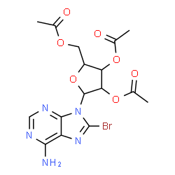 ChemSpider 2D Image | 8-Bromo-9-(2,3,5-tri-O-acetylpentofuranosyl)-9H-purin-6-amine | C16H18BrN5O7