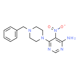 ChemSpider 2D Image | 6-(4-Benzyl-1-piperazinyl)-5-nitro-4-pyrimidinamine | C15H18N6O2