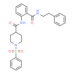 ChemSpider 2D Image | N-{2-[(2-Phenylethyl)carbamoyl]phenyl}-1-(phenylsulfonyl)-4-piperidinecarboxamide | C27H29N3O4S