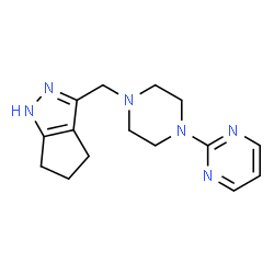 ChemSpider 2D Image | 3-{[4-(2-Pyrimidinyl)-1-piperazinyl]methyl}-1,4,5,6-tetrahydrocyclopenta[c]pyrazole | C15H20N6