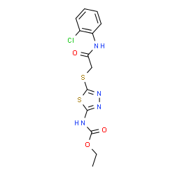 ChemSpider 2D Image | Ethyl [5-({2-[(2-chlorophenyl)amino]-2-oxoethyl}sulfanyl)-1,3,4-thiadiazol-2-yl]carbamate | C13H13ClN4O3S2