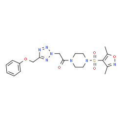 ChemSpider 2D Image | 1-{4-[(3,5-Dimethyl-1,2-oxazol-4-yl)sulfonyl]-1-piperazinyl}-2-[5-(phenoxymethyl)-2H-tetrazol-2-yl]ethanone | C19H23N7O5S