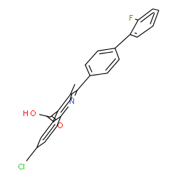 ChemSpider 2D Image | 6-Chloro-2-(2'-fluoro-4-biphenylyl)-3-methyl-4-quinolinecarboxylic acid | C23H15ClFNO2