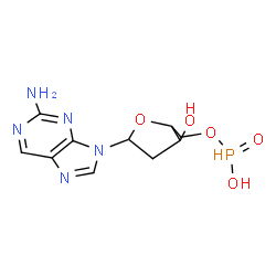 ChemSpider 2D Image | 9-{2-Deoxy-5-O-[hydroxy(oxido)phosphoranyl]pentofuranosyl}-9H-purin-2-amine | C10H14N5O5P