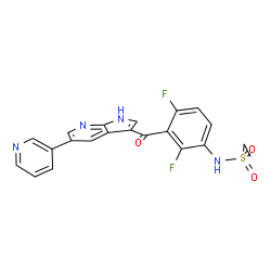 ChemSpider 2D Image | N-{2,4-difluoro-3-[(5-pyridin-3-yl-1H-pyrrolo[2,3-b]pyridin-3-yl)carbonyl]phenyl}ethanesulfonamide | C21H16F2N4O3S