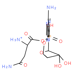 ChemSpider 2D Image | 9-(5-O-{[(4-Amino-2-ammonio-4-oxobutanoyl)oxy](hydroxy)phosphoryl}pentofuranosyl)-9H-purin-6-amine | C14H21N7O9P