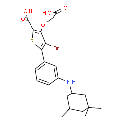 ChemSpider 2D Image | 4-Bromo-3-(carboxymethoxy)-5-{3-[(3,3,5,5-tetramethylcyclohexyl)amino]phenyl}-2-thiophenecarboxylic acid | C23H28BrNO5S