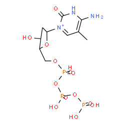 ChemSpider 2D Image | 4-Amino-1-[2-deoxy-5-O-(hydroxy{[hydroxy(phosphonooxy)phosphoryl]oxy}phosphoryl)pentofuranosyl]-5-methyl-2-oxo-2,3-dihydropyrimidin-1-ium | C10H19N3O13P3