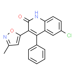 ChemSpider 2D Image | 6-CHLORO-3-(3-METHYLISOXAZOL-5-YL)-4-PHENYLQUINOLIN-2(1H)-ONE | C19H13ClN2O2