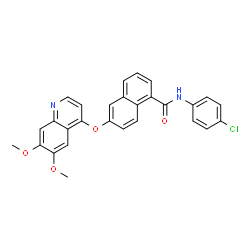 ChemSpider 2D Image | N-(4-Chlorophenyl)-6-[(6,7-dimethoxy-4-quinolinyl)oxy]-1-naphthamide | C28H21ClN2O4