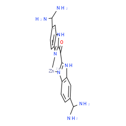 ChemSpider 2D Image | {Bis[6-(diaminomethyl)-1H-benzimidazol-2-yl-kappaN~3~]methanone}zinc(2+) | C17H18N8OZn