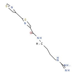 ChemSpider 2D Image | N-(4-Carbamimidamidobutyl)-2,4'-bi-1,3-thiazole-4-carboxamide | C12H16N6OS2