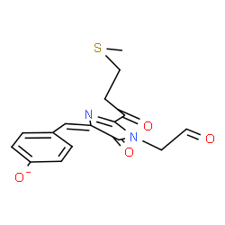 ChemSpider 2D Image | 4-({2-[3-(Methylsulfanyl)propanoyl]-5-oxo-1-(2-oxoethyl)-1,5-dihydro-4H-imidazol-4-ylidene}methyl)phenolate | C16H15N2O4S