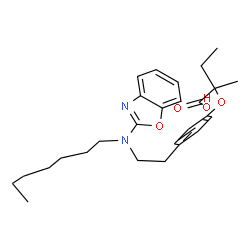 ChemSpider 2D Image | 2-(4-{2-[1,3-Benzoxazol-2-yl(heptyl)amino]ethyl}phenoxy)-2-methylbutanoic acid | C27H36N2O4