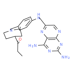 ChemSpider 2D Image | 1-[1-(4-{[(2,4-Diamino-6-pteridinyl)methyl]amino}benzyl)-4-piperidinyl]-1-propanone | C22H28N8O