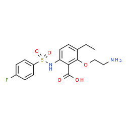 ChemSpider 2D Image | 2-(2-Aminoethoxy)-3-ethyl-6-{[(4-fluorophenyl)sulfonyl]amino}benzoic acid | C17H19FN2O5S