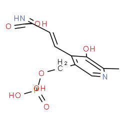 ChemSpider 2D Image | (3E)-4-{3-Hydroxy-2-methyl-5-[(phosphonooxy)methyl]-4-pyridinyl}-2-imino-3-butenoic acid | C11H13N2O7P